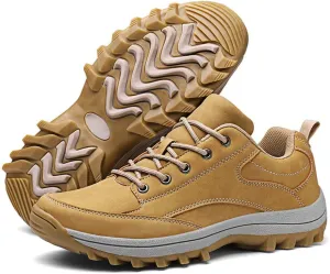 Hiking Boots Men Lightweight High-Top Leather Shock Absorbing Outdoor Ankle Protection Sneakers Camping Walking Shoes