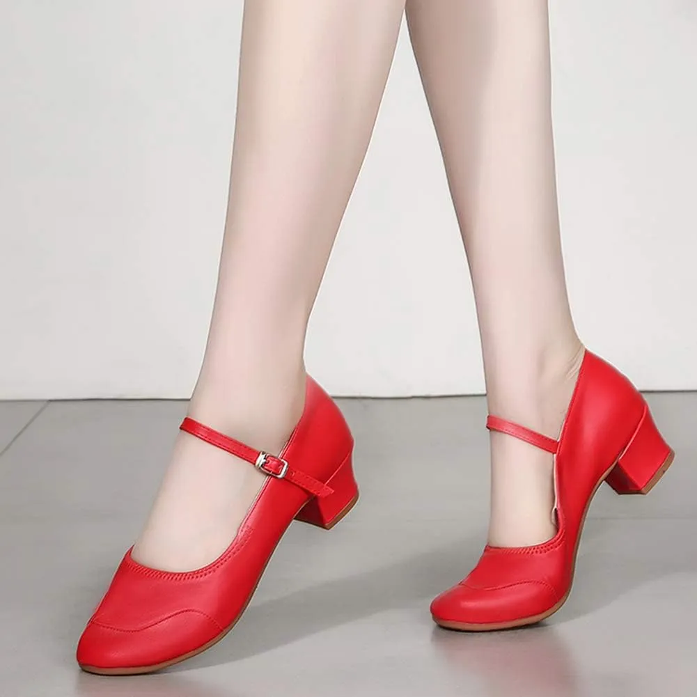 HIPPOSEUS Women Character Shoes Low Heel Latin Ballroom Salsa Tango Teacher Dance Shoes