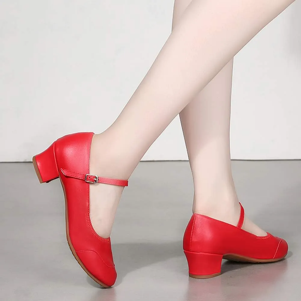 HIPPOSEUS Women Character Shoes Low Heel Latin Ballroom Salsa Tango Teacher Dance Shoes