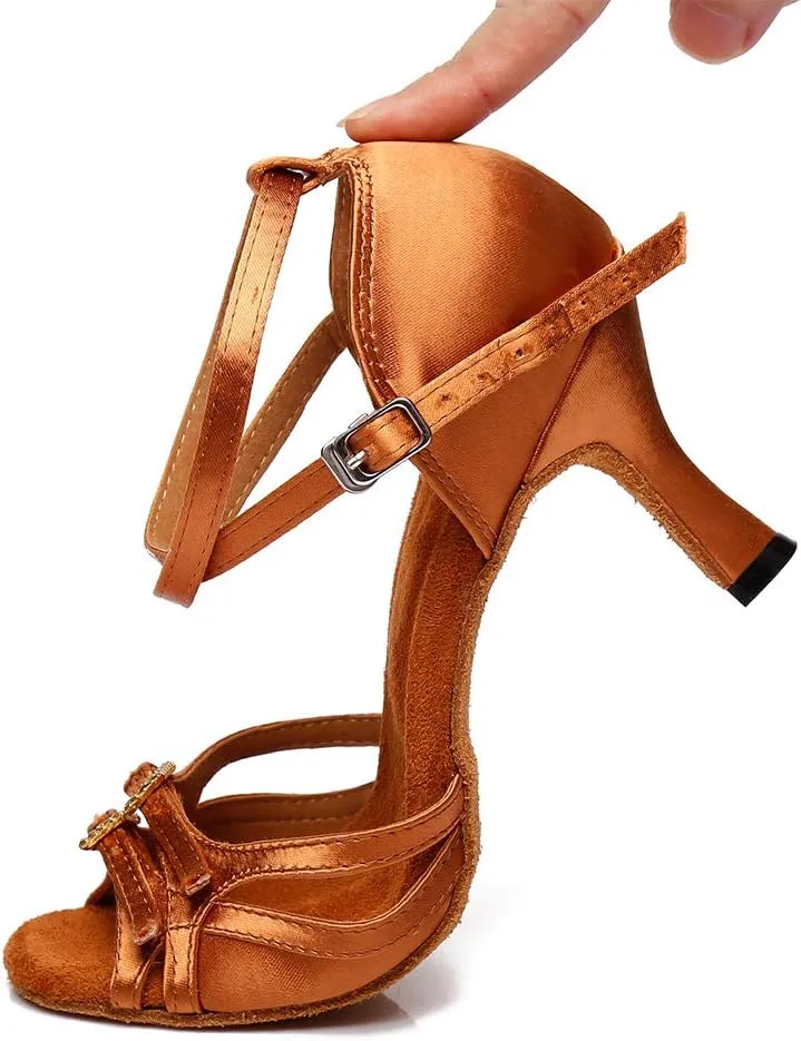 HROYL Latin Dance Shoes Women Waltz Shoes for Girls Salsa Ballroom Dance Shoes Wedding Dance Shoes for Women,Model YCD8