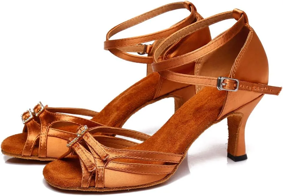 HROYL Latin Dance Shoes Women Waltz Shoes for Girls Salsa Ballroom Dance Shoes Wedding Dance Shoes for Women,Model YCD8