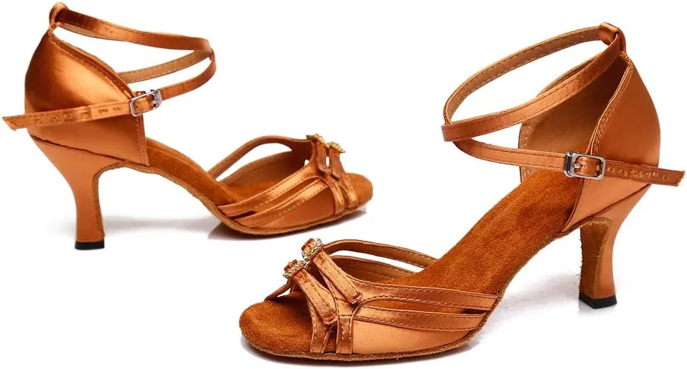 HROYL Latin Dance Shoes Women Waltz Shoes for Girls Salsa Ballroom Dance Shoes Wedding Dance Shoes for Women,Model YCD8