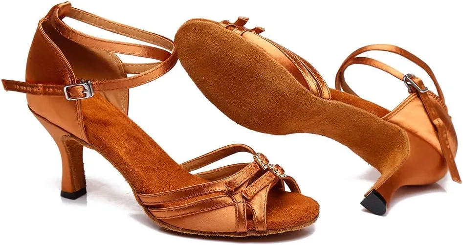 HROYL Latin Dance Shoes Women Waltz Shoes for Girls Salsa Ballroom Dance Shoes Wedding Dance Shoes for Women,Model YCD8