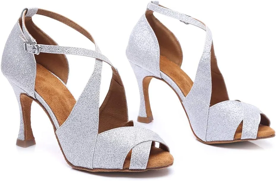 HROYL Latin Dance Shoes Women Waltz Shoes for Girls Salsa Ballroom Dance Shoes Wedding Dance Shoes for Women,Model YCL420