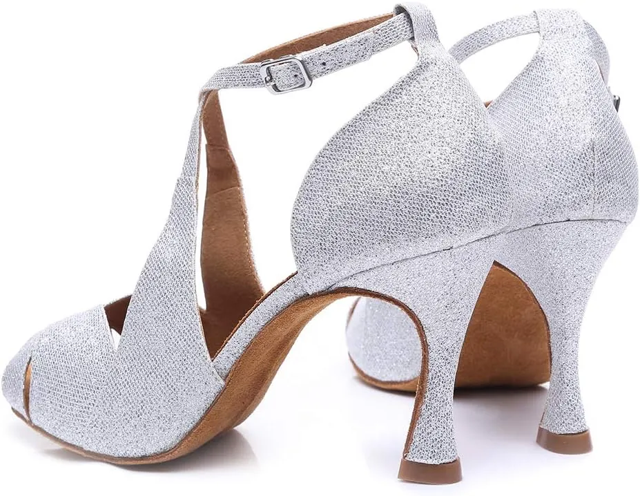 HROYL Latin Dance Shoes Women Waltz Shoes for Girls Salsa Ballroom Dance Shoes Wedding Dance Shoes for Women,Model YCL420