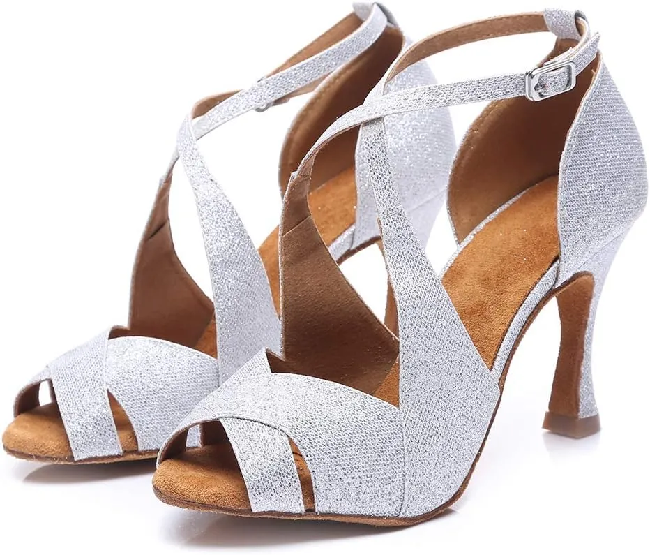 HROYL Latin Dance Shoes Women Waltz Shoes for Girls Salsa Ballroom Dance Shoes Wedding Dance Shoes for Women,Model YCL420