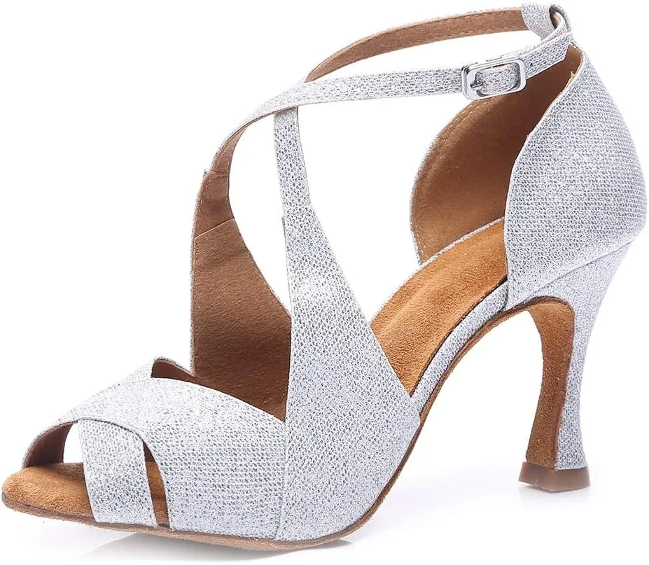 HROYL Latin Dance Shoes Women Waltz Shoes for Girls Salsa Ballroom Dance Shoes Wedding Dance Shoes for Women,Model YCL420