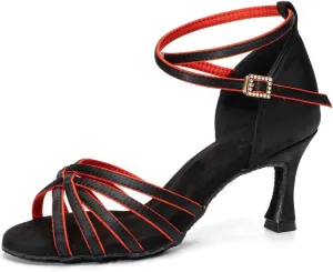 HROYL Women's Latin Dance Shoes Satin Professional Ballroom Salsa Practice Performance Dance Shoes EM-213