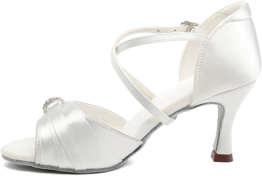 HROYL Women's Latin Salsa Dance Shoes for Ballroom Performence Practice Professional Dancing Shoes EM3037