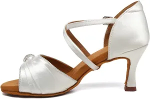 HROYL Women's Latin Salsa Dance Shoes for Ballroom Performence Practice Professional Dancing Shoes EM3037