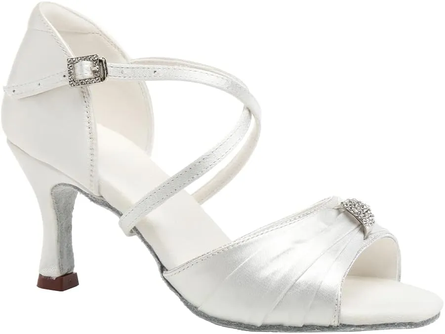 HROYL Women's Latin Salsa Dance Shoes for Ballroom Performence Practice Professional Dancing Shoes EM3037