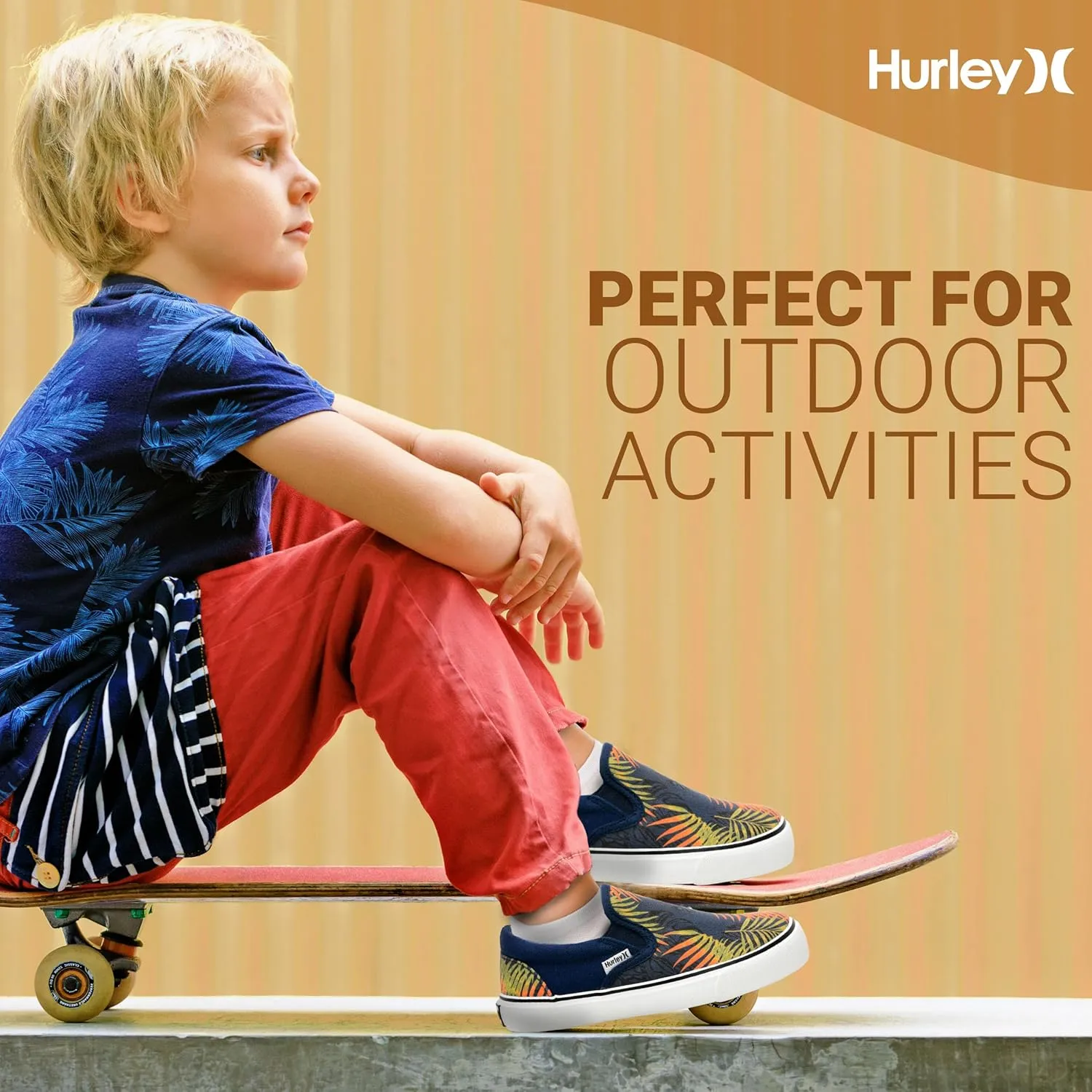 Hurley Kids Canvas Slip On Sneakers ??Low Cut Skateboarding Shoes for Kids, Sports Shoes for Boys and Girls, Casual Sneakers