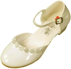 iGirlDress Patent Leather Party Shoe with Crystal Flowers
