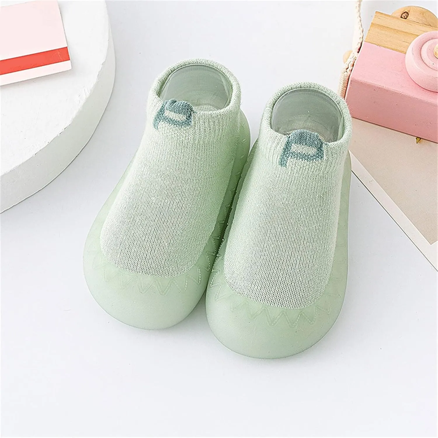 Infant Boys Girls Socks Shoes Toddler Fleece WarmThe Floor Socks Non Slip Prewalker Shoes Boys Slip Shoes