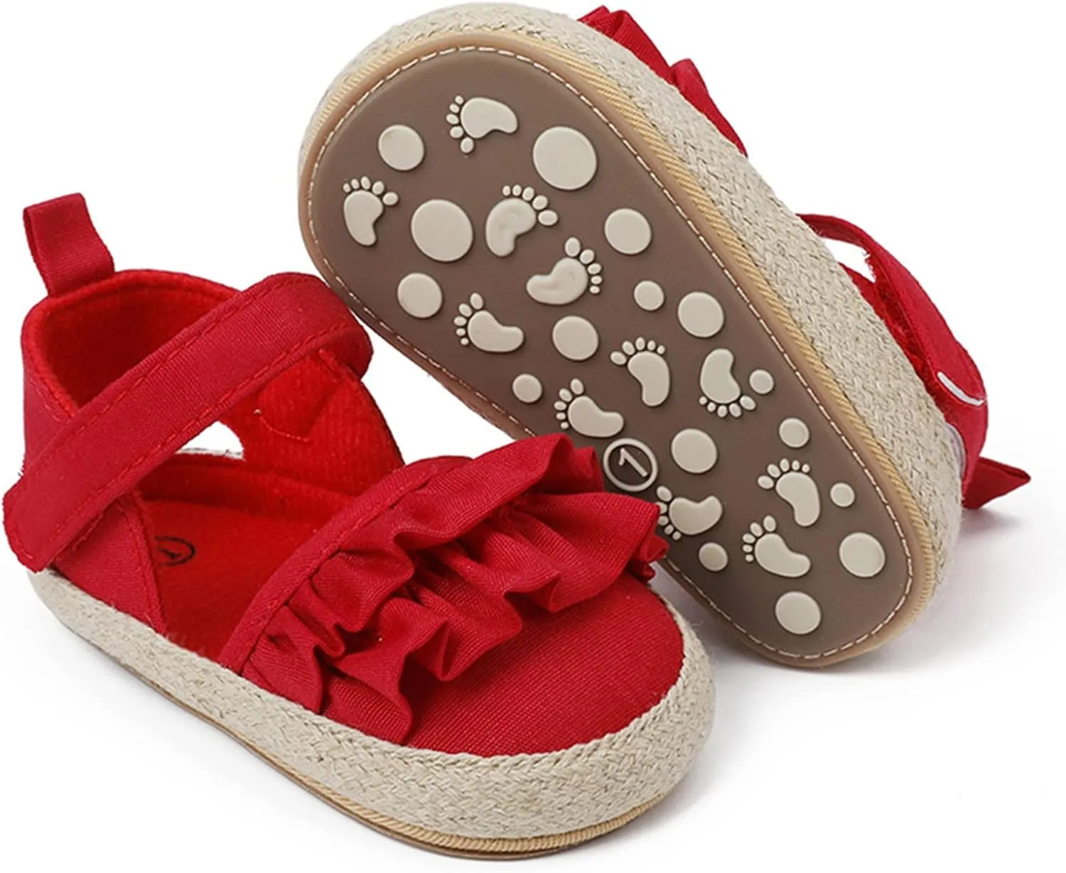 Infant Girls Chunky Heels Ruffles Sandals Baby Thick Sole First Walking Shoes Toddler Closed Toe Prewalker Shoes