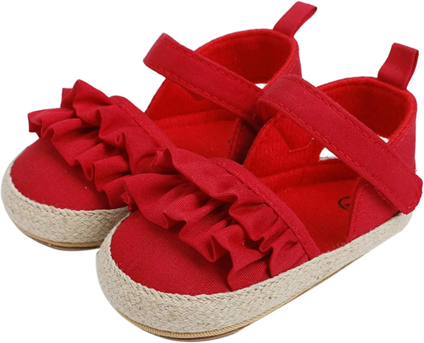 Infant Girls Chunky Heels Ruffles Sandals Baby Thick Sole First Walking Shoes Toddler Closed Toe Prewalker Shoes