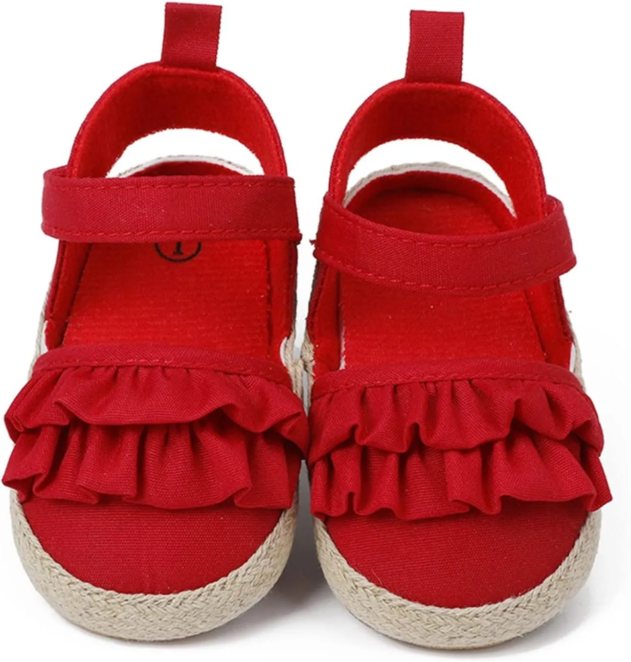 Infant Girls Chunky Heels Ruffles Sandals Baby Thick Sole First Walking Shoes Toddler Closed Toe Prewalker Shoes