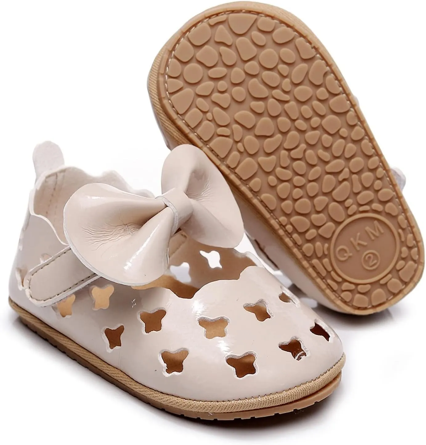 Infant Girls Hollow Out Bowknot Dress Shoes Lightweight Breathable Non-Slip Soft Sole Flat Cute Mary Jane Sandals