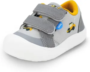 JAN & JUL Boys' Hook and Loop Canvas Shoes, Lightweight Easy On Sneakers (Grey Construction, Size 9 Toddler)