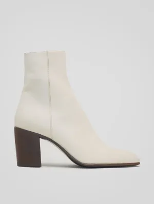JANIS 80MM ANKLE BOOT IN IVORY CALFSKIN - Woman JANIS 80MM ANKLE BOOT IN IVORY CALFSKIN - Woman