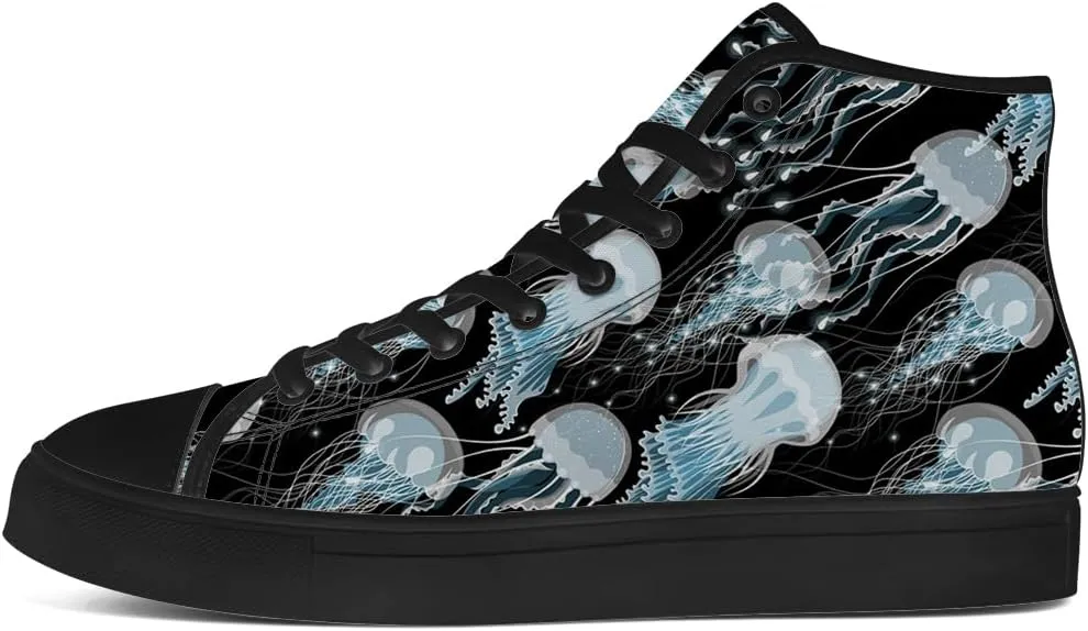 Jellyfish Shoes for Men Women High Top Canvas Sneakers Lace Up Casual Walking Shoes Gifts for Boyfriend Girlfriend