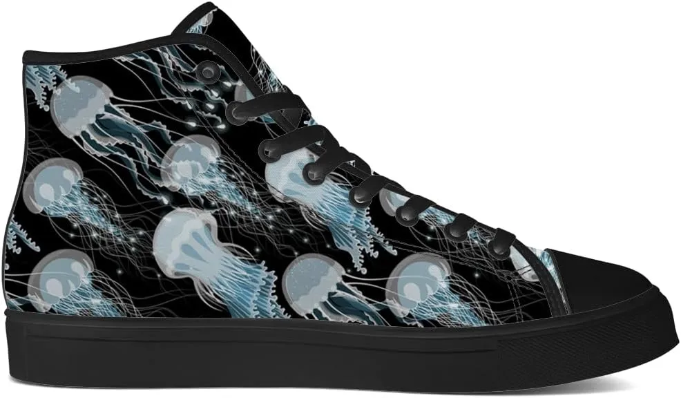 Jellyfish Shoes for Men Women High Top Canvas Sneakers Lace Up Casual Walking Shoes Gifts for Boyfriend Girlfriend