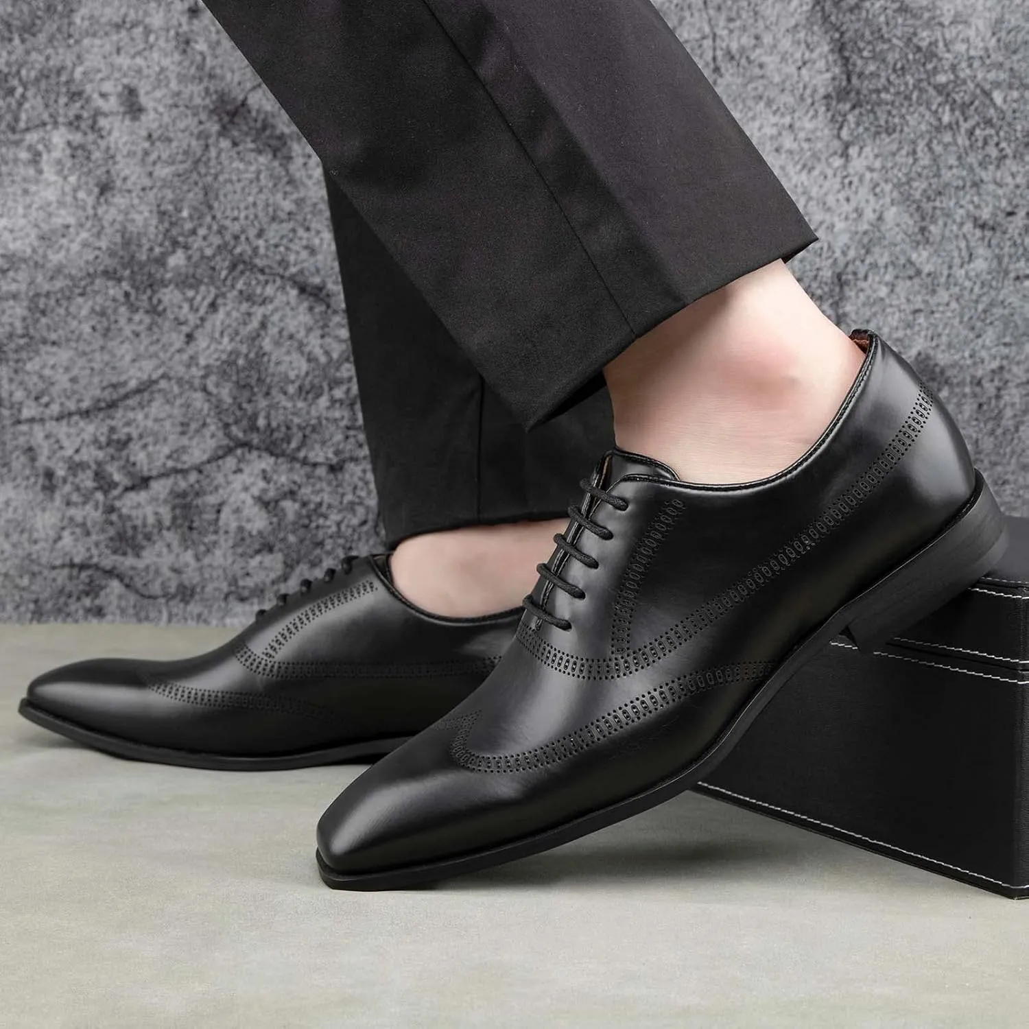 JITAI Mens Oxford Shoes Mens Casual Dress Shoes Lace Up Fashion Shoes Formal