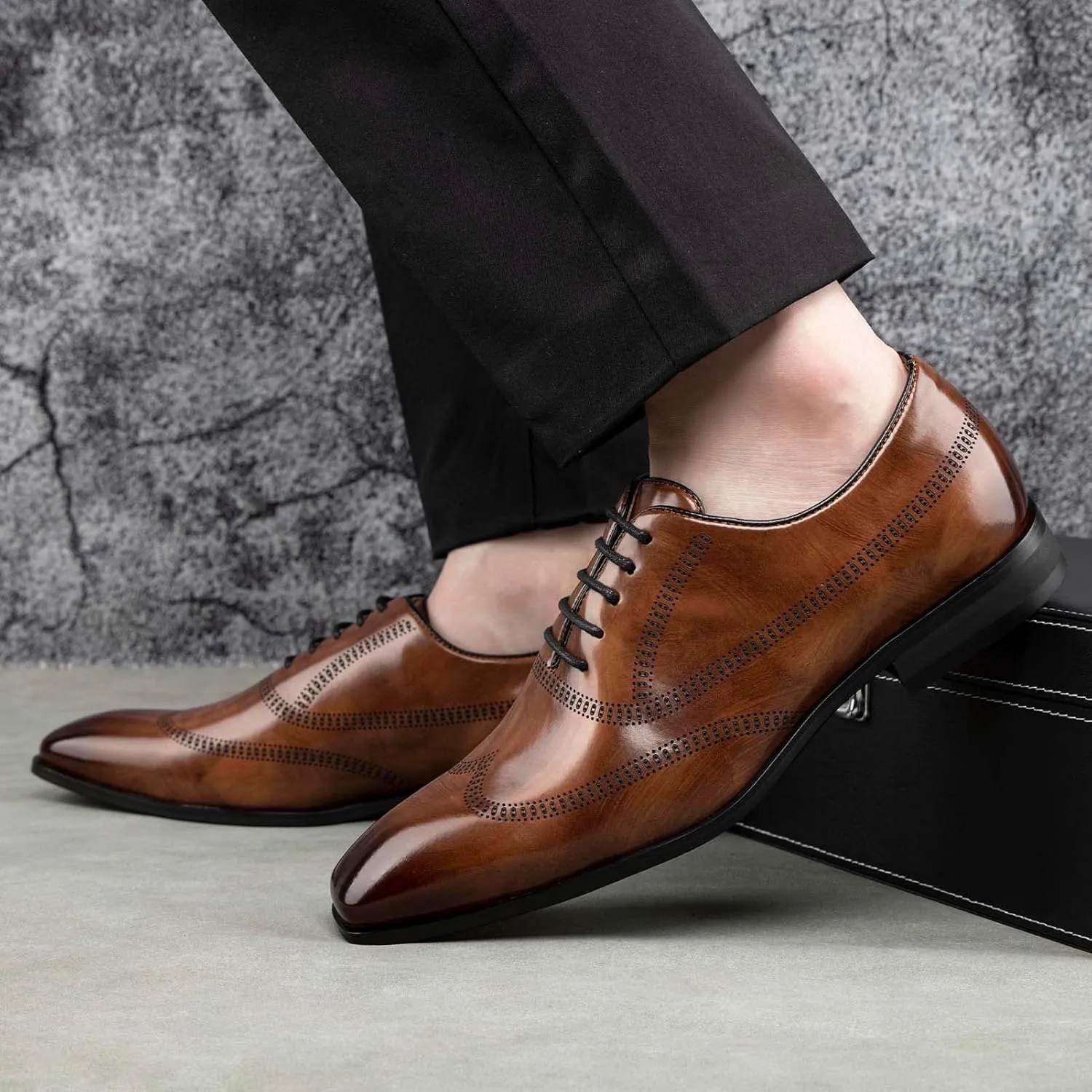 JITAI Mens Oxford Shoes Mens Casual Dress Shoes Lace Up Fashion Shoes Formal