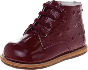 Josmo 8190PO Patent Ostrich Baby Walkers (7) Burgundy