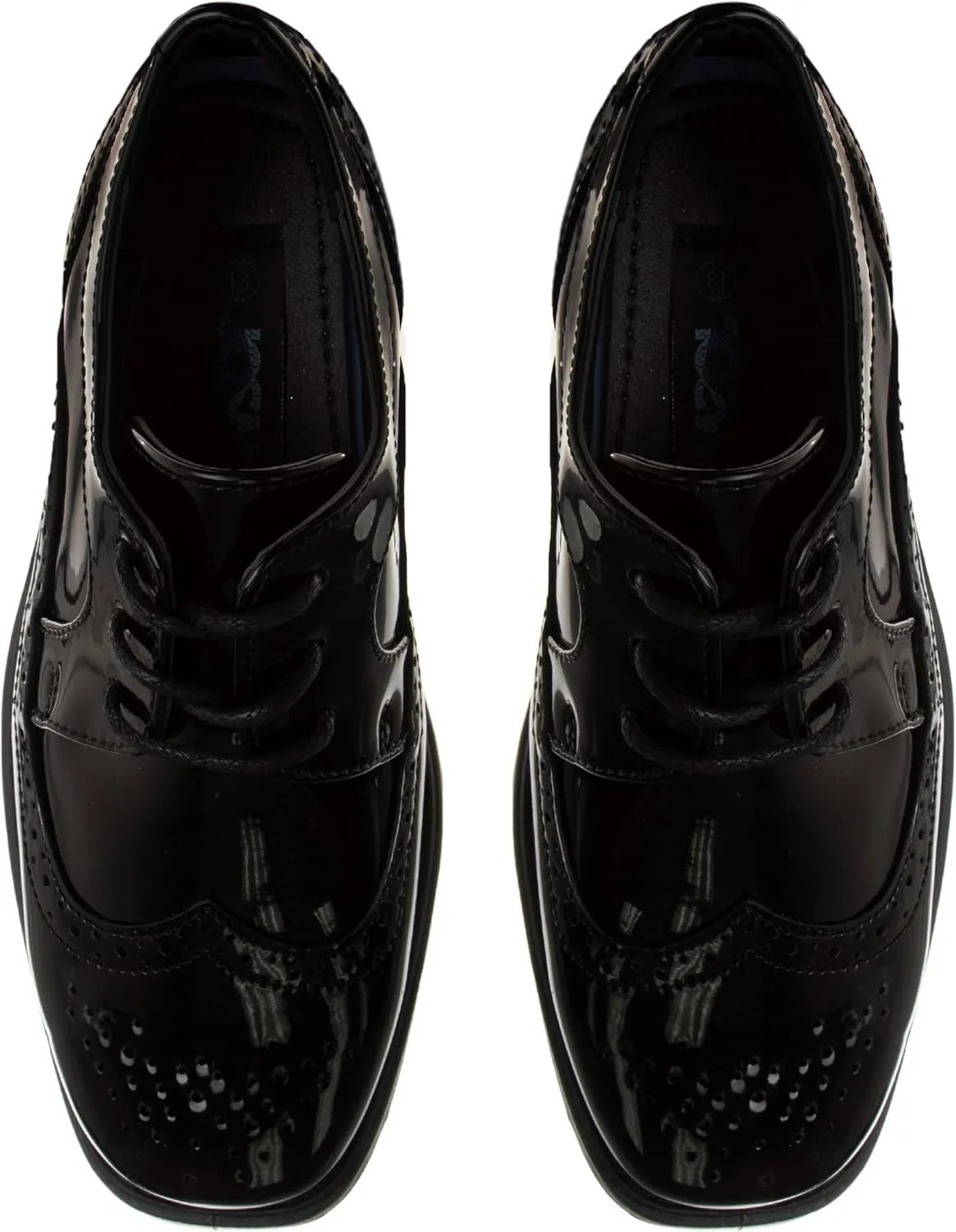 Josmo Boys Classic Comfort Oxford Shoe - Wing Tip Formal Dress Shoes lace up - Black/Brown (Sizes: 7-10 Toddler / 11-2 Little Kid / 3-6 Big Kid)