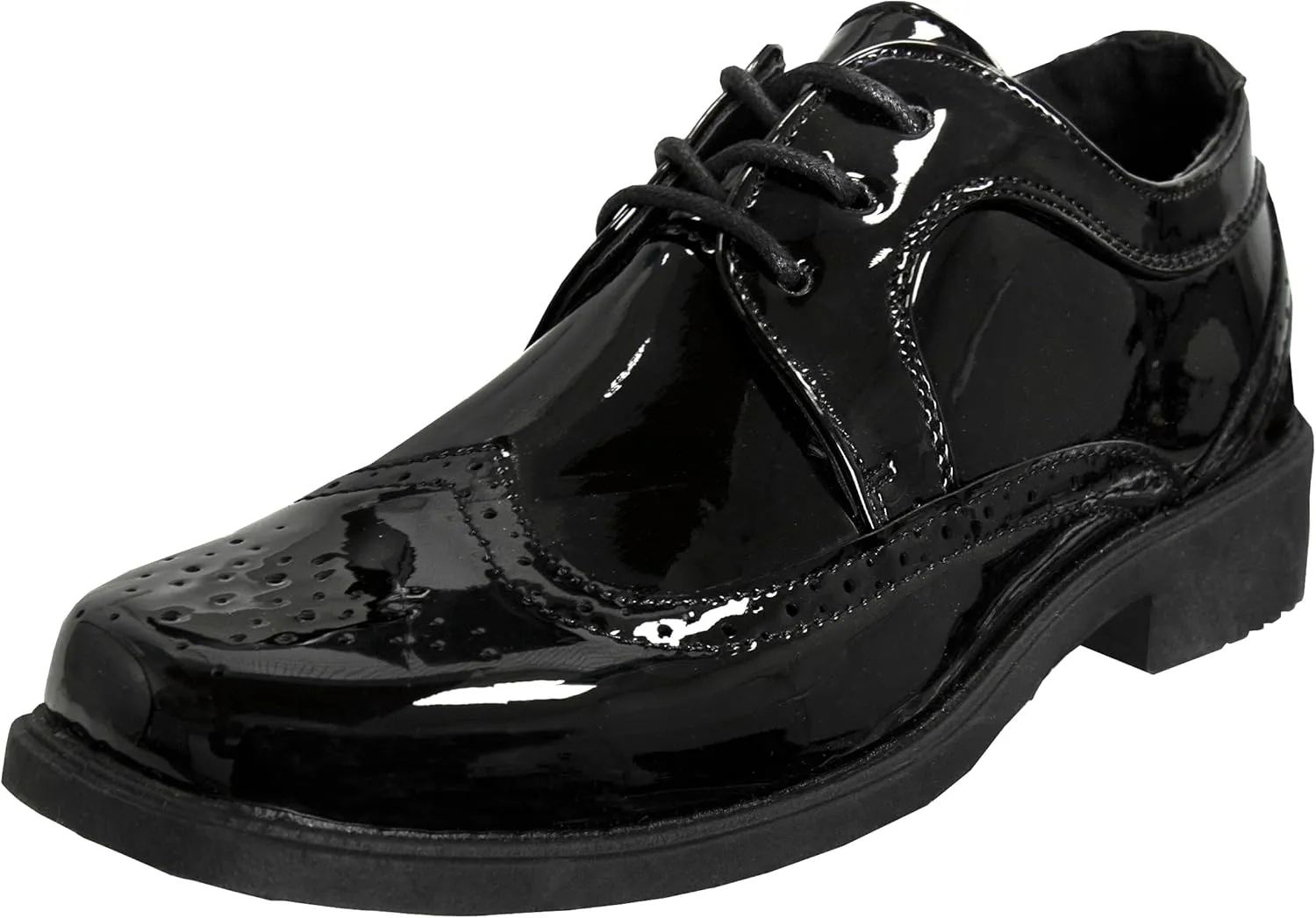 Josmo Boys Classic Comfort Oxford Shoe - Wing Tip Formal Dress Shoes lace up - Black/Brown (Sizes: 7-10 Toddler / 11-2 Little Kid / 3-6 Big Kid)