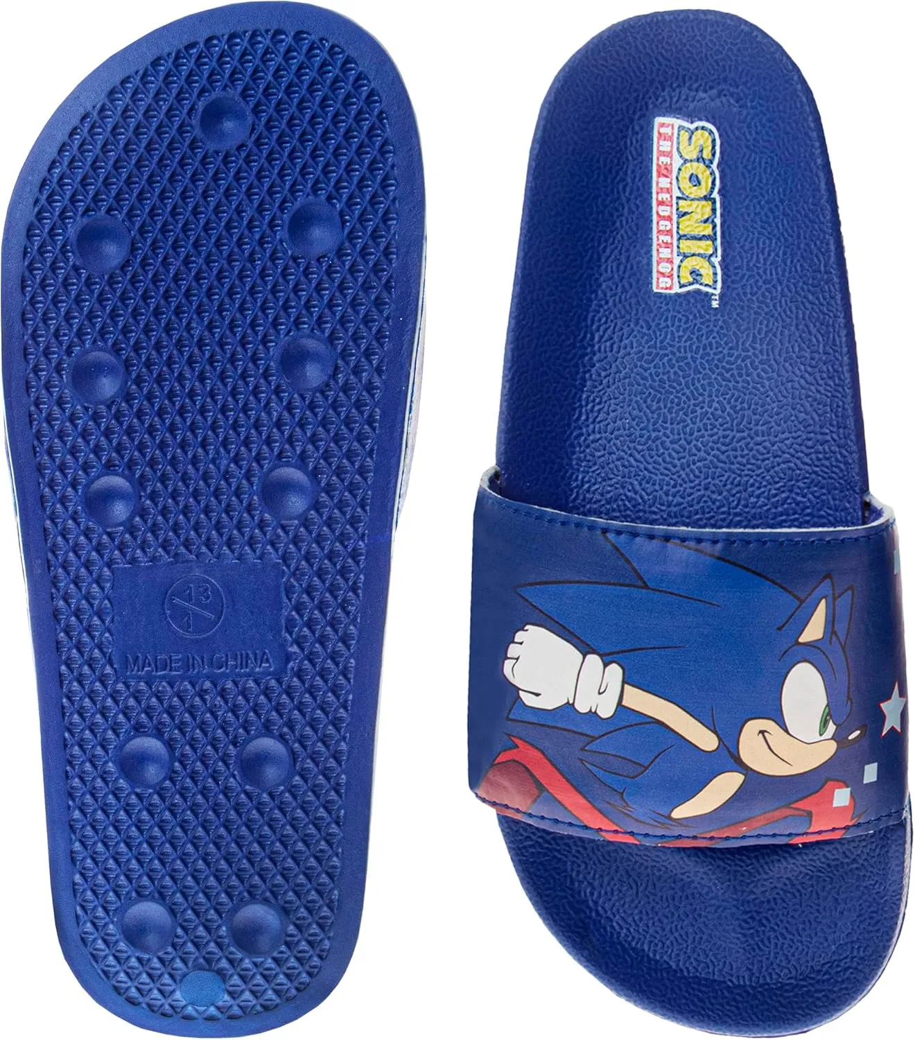Josmo Kids Sonic Slide Open Toe - Boys Sandals Sonic the Hedgehog SlipOn Slides (sizes: 13 little kid / 1-4 big kid)