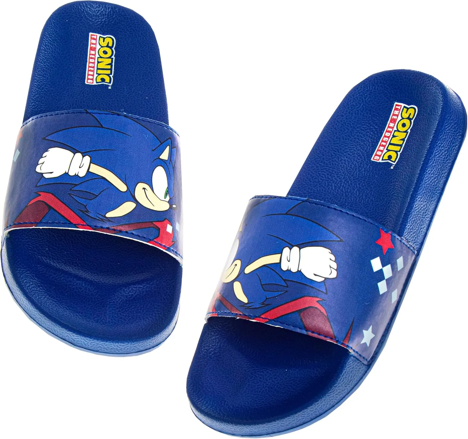 Josmo Kids Sonic Slide Open Toe - Boys Sandals Sonic the Hedgehog SlipOn Slides (sizes: 13 little kid / 1-4 big kid)