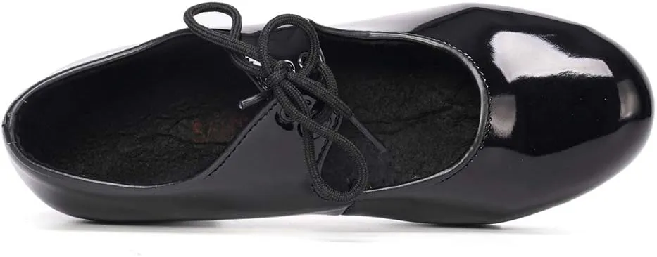 JUODVMP Tap Shoes for Women Black Leather Ballroom Dance Shoes,Model VS-WX-YDS-TAP