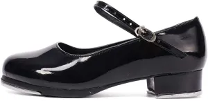 JUODVMP Tap Shoes for Women Black Leather Ballroom Dance Shoes,Model VS-WX-YDS-TAP