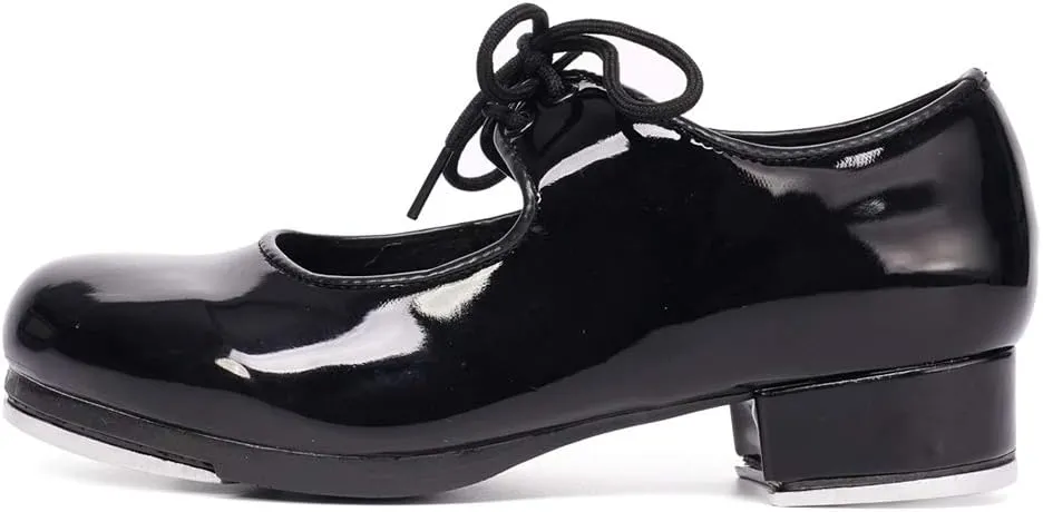 JUODVMP Tap Shoes for Women Black Leather Ballroom Dance Shoes,Model VS-WX-YDS-TAP