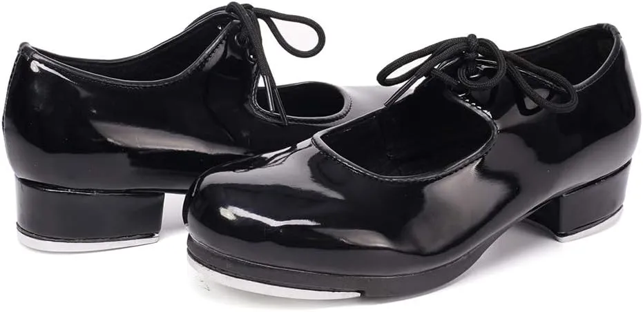 JUODVMP Tap Shoes for Women Black Leather Ballroom Dance Shoes,Model VS-WX-YDS-TAP