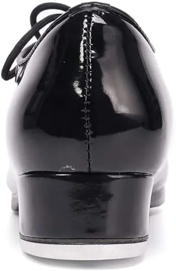 JUODVMP Tap Shoes for Women Black Leather Ballroom Dance Shoes,Model VS-WX-YDS-TAP