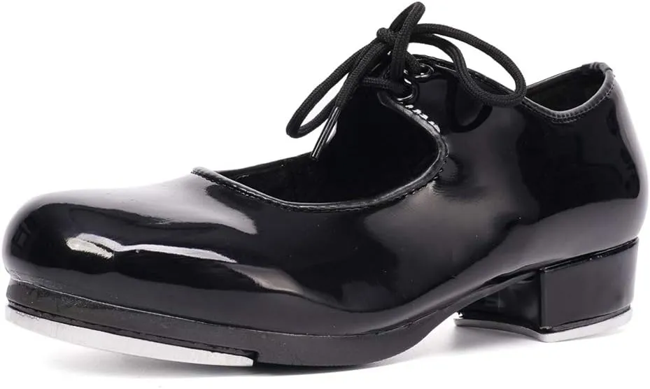 JUODVMP Tap Shoes for Women Black Leather Ballroom Dance Shoes,Model VS-WX-YDS-TAP