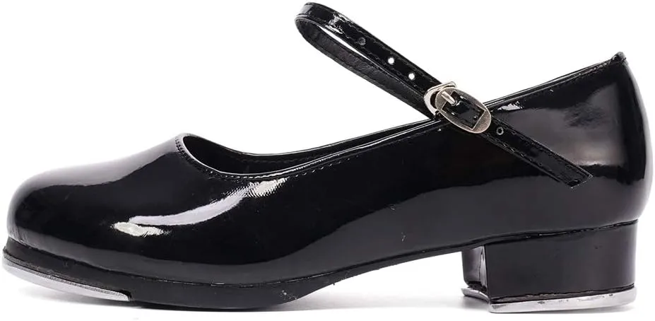 JUODVMP Tap Shoes for Women Black Leather Ballroom Dance Shoes,Model VS-WX-YDS-TAP