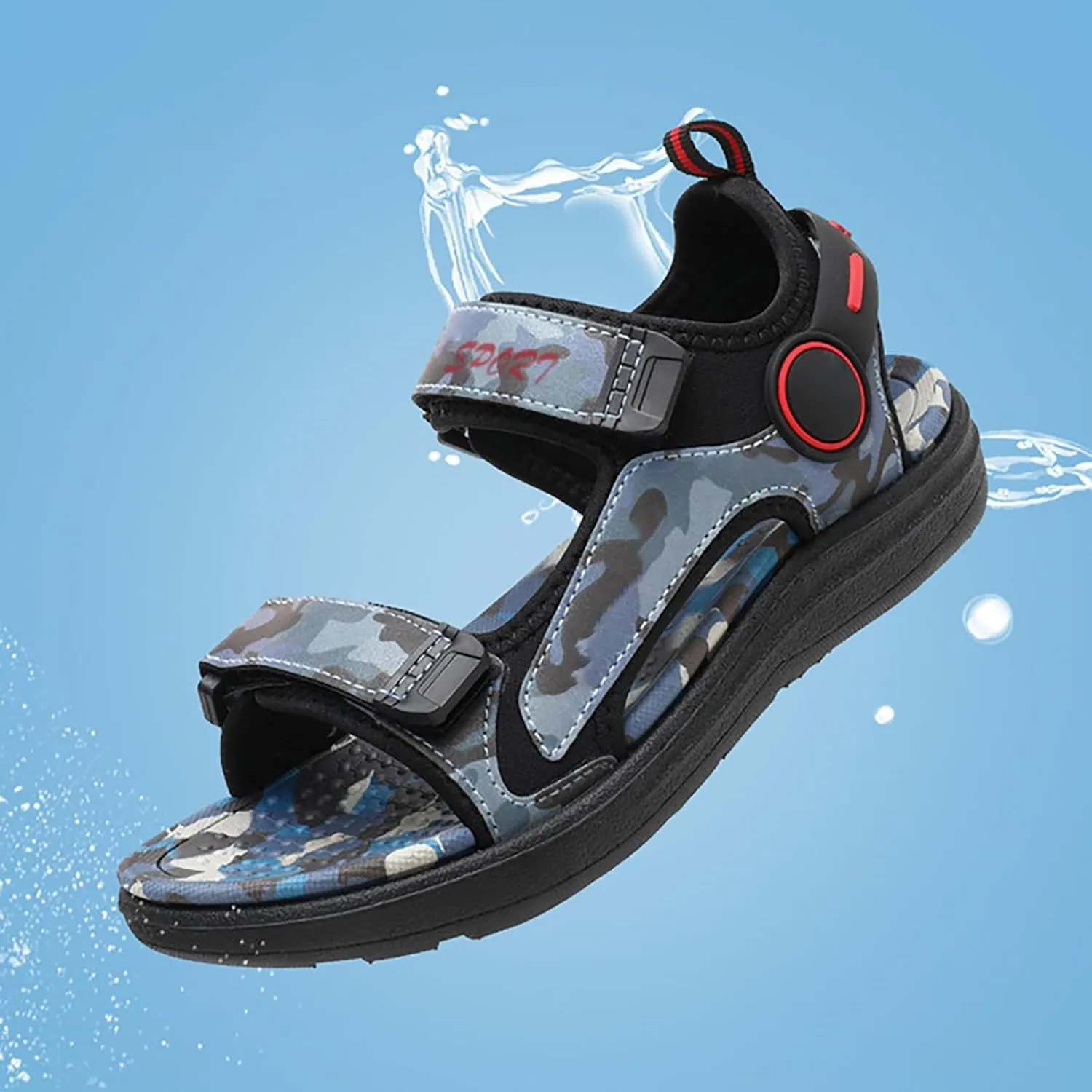 Kids Athletic Sandals for Boys 2025 Summer Trendy Camouflage Open Toe Anti Slip Beach Shoes Outdoor Sport Sneakers
