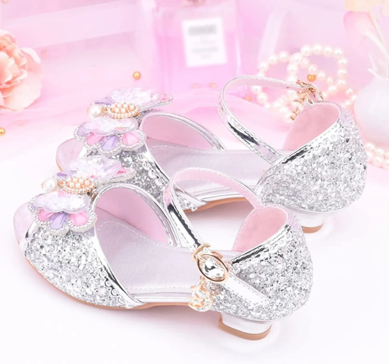 Kids Girls Glitter Butterfly Sandals Sequin hinestone Dress Shoes Little/Big Kids Fashion Girls Slippers Clog