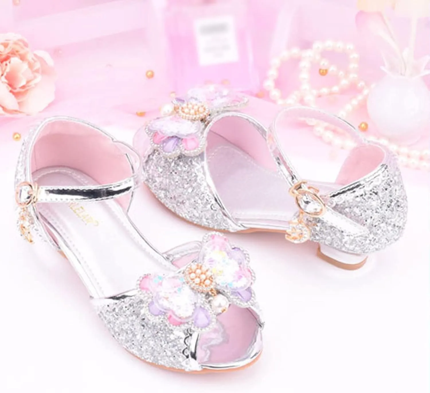 Kids Girls Glitter Butterfly Sandals Sequin hinestone Dress Shoes Little/Big Kids Fashion Girls Slippers Clog