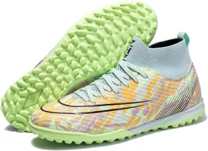 Kids Soccer Cleats,High-Top Lace-Up Outdoor Training Youth Football Cleats,Comfortable Breathable TF Cleats Men Football Shoes,Non-Slip,for Athletics