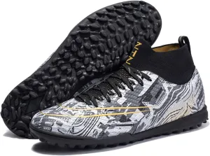 Kids Soccer Cleats,High-Top Lace-Up Outdoor Training Youth Football Cleats,Comfortable Breathable TF Cleats Men Football Shoes,Non-Slip,for Athletics