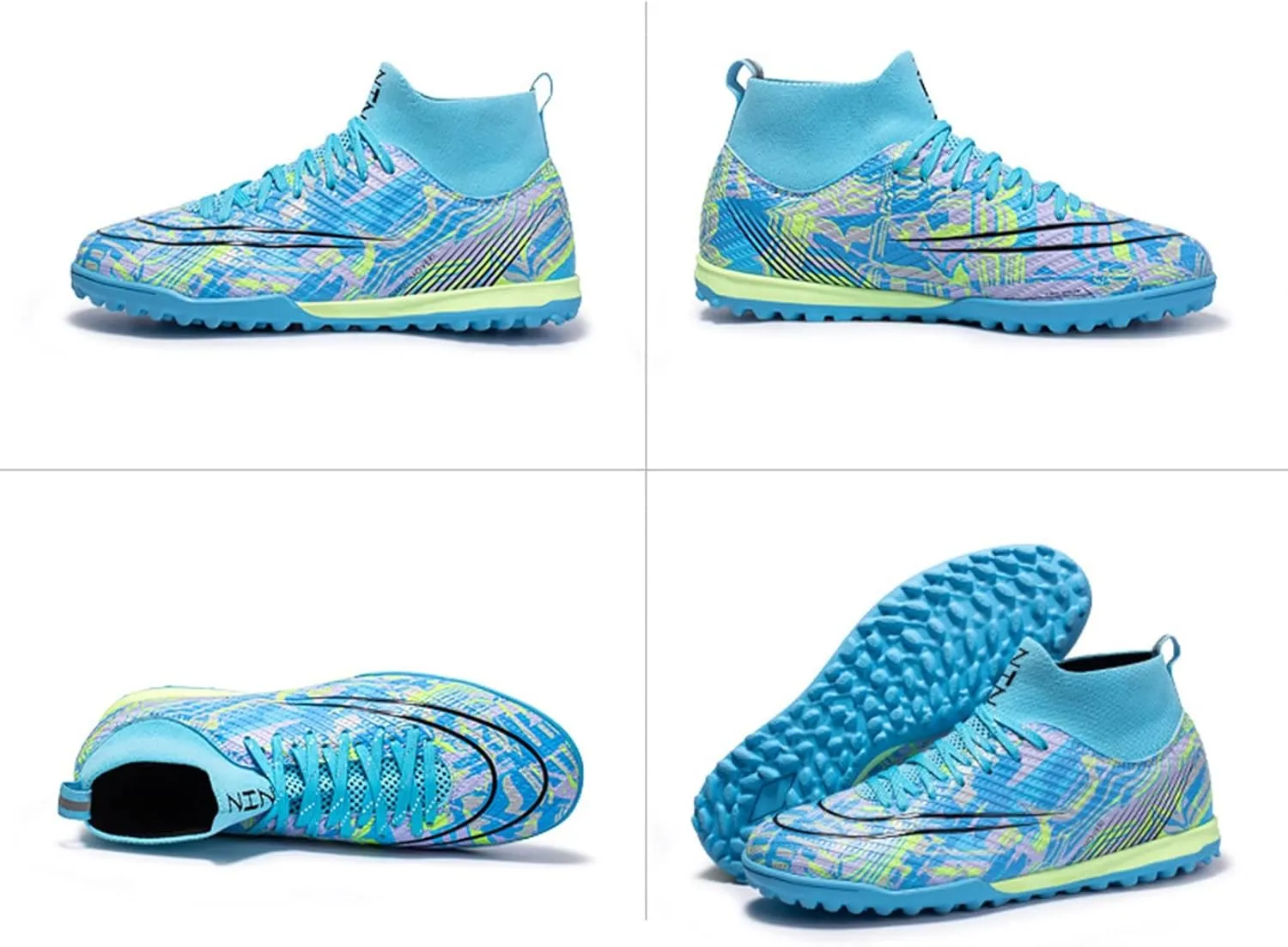 Kids Soccer Cleats,High-Top Lace-Up Outdoor Training Youth Football Cleats,Comfortable Breathable TF Cleats Men Football Shoes,Non-Slip,for Athletics