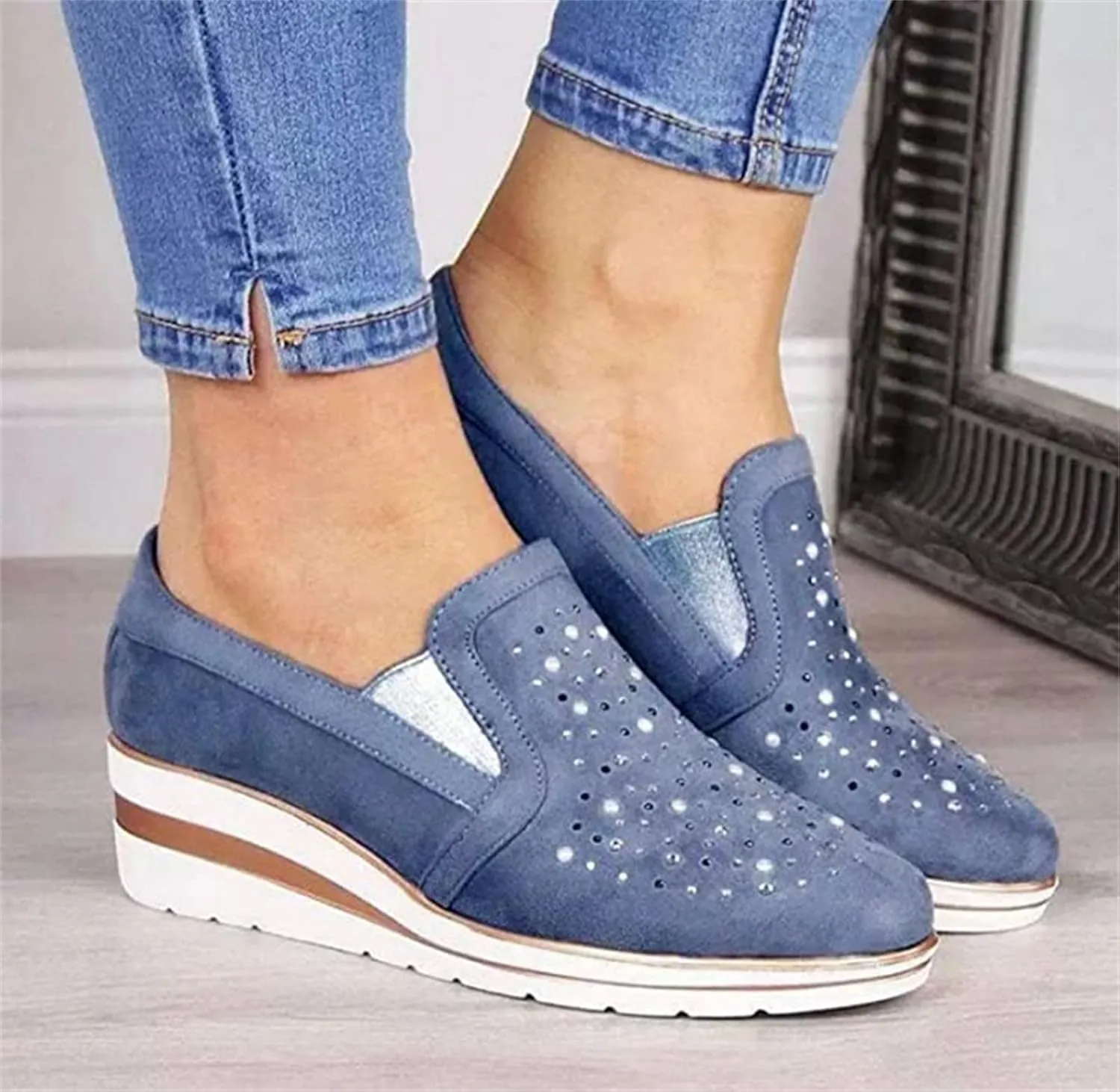Ladmiple Shoes For Women Sneakers Slip Ons Lace ups Casual Leather Walking Shoes Summer Fashion Platform Flats Loafers