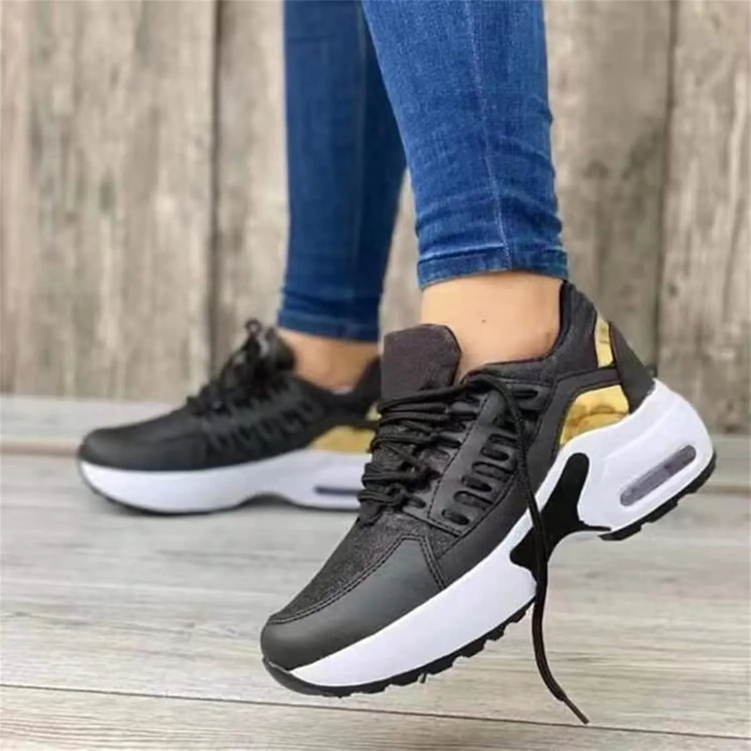 Ladmiple Shoes For Women Sneakers Trendy Slip On Walking Shoes Non Slip Running Shoes Gym Fashion Platform Tennis Shoes