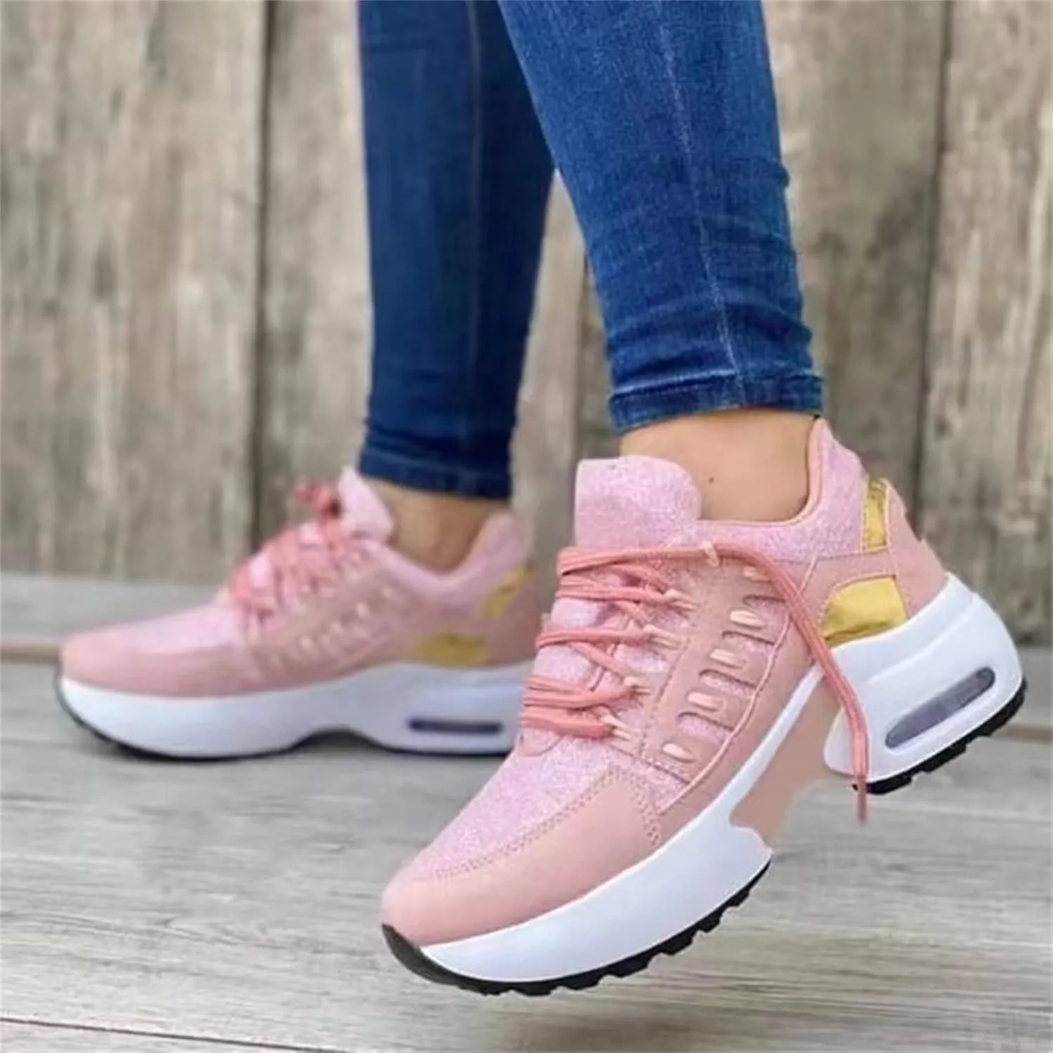 Ladmiple Shoes For Women Sneakers Trendy Slip On Walking Shoes Non Slip Running Shoes Gym Fashion Platform Tennis Shoes