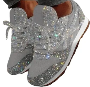 Ladmiple Sneakers For Women Black Bling Womens Slip On Breathe Walking Shoes Classic Casual Fashion Sneakers Comfort Non Slip Wedge Platform Running Tennis Shoes